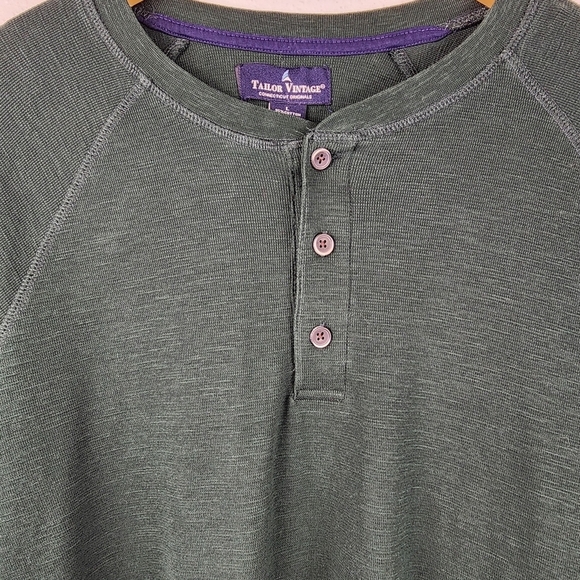 Tailor Vintage Scarab Lightweight Stretch Waffle Henley Long Sleeve Men's Size L - Picture 2 of 8
